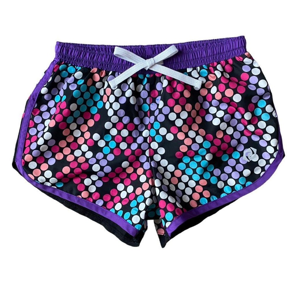 Girls S 6-7 JK Tech Rainbow Polka Dot Athleisure Athletic Active Running Shorts